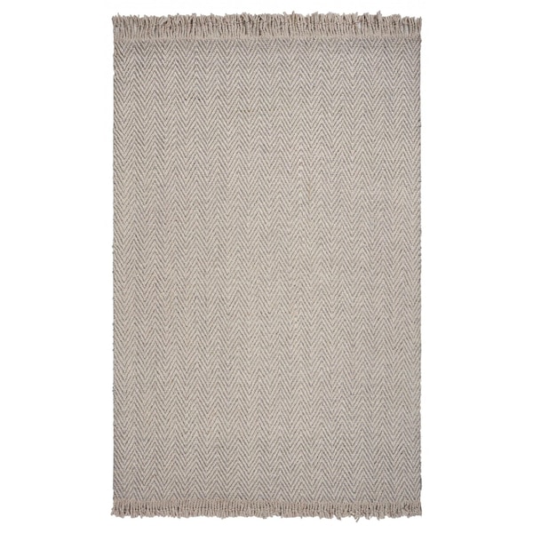Homeroots 5 x 8 ft. Wool Oatmeal Area Rug 353056 - main